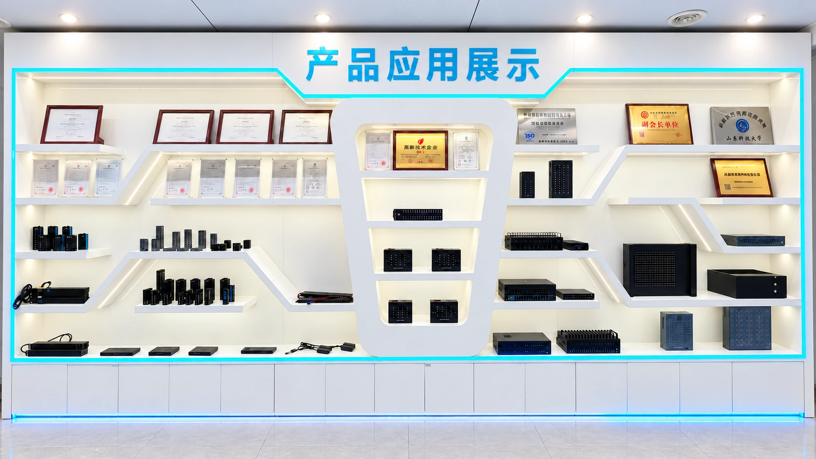 Sipolar product display cabinet with USB hubs and charging products