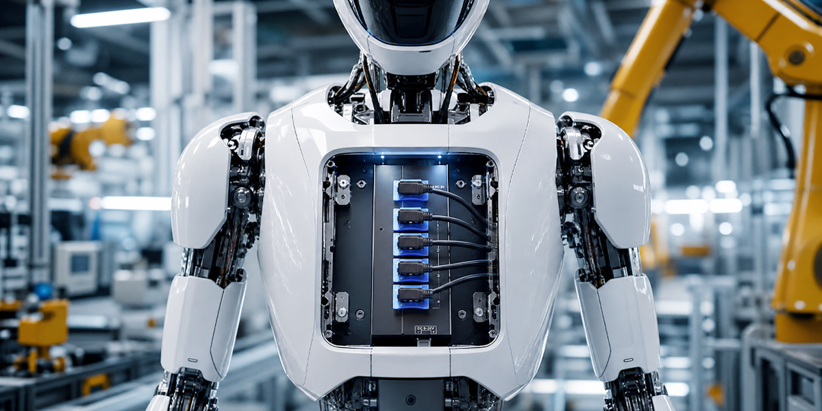 USB hub connecting peripheral cables inside a robotics development platform
